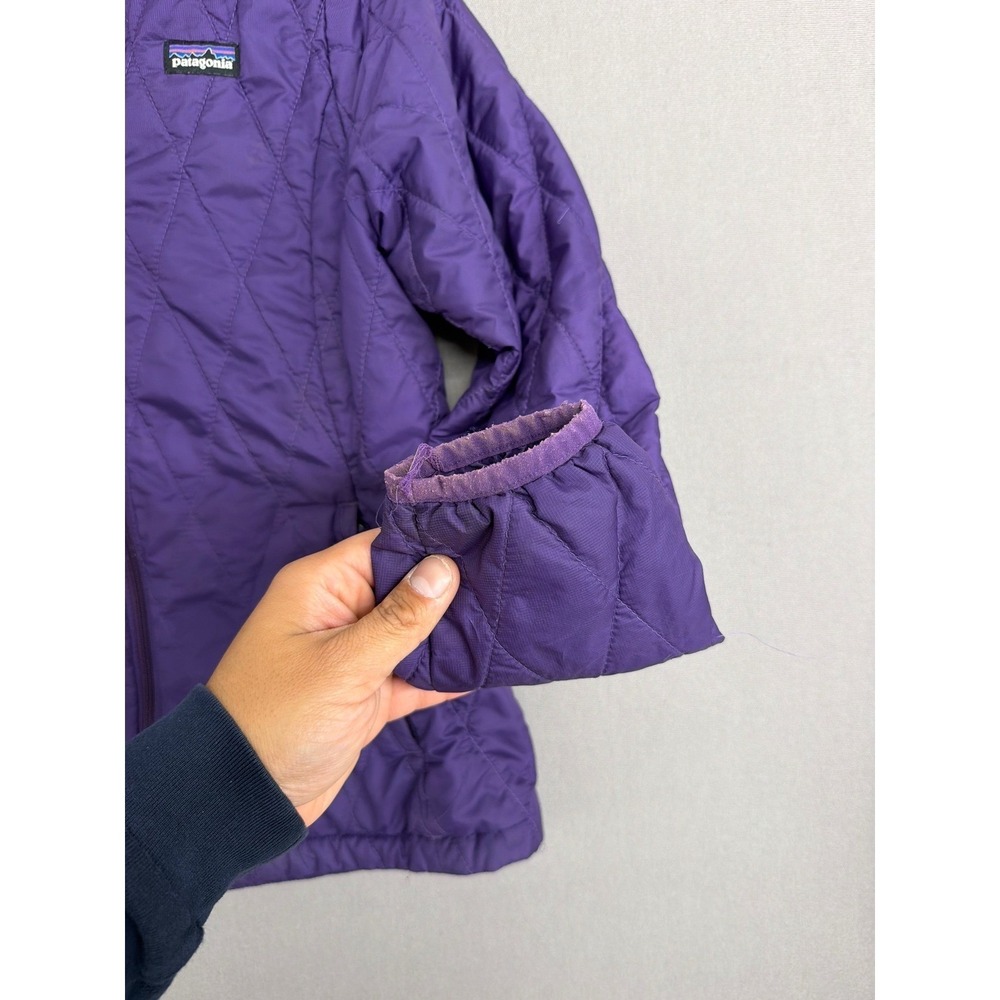 Patagonia Kids Purple Diamond Quilted Full Zip Puffer Jacket Size L 12 - Picture 2 of 8
